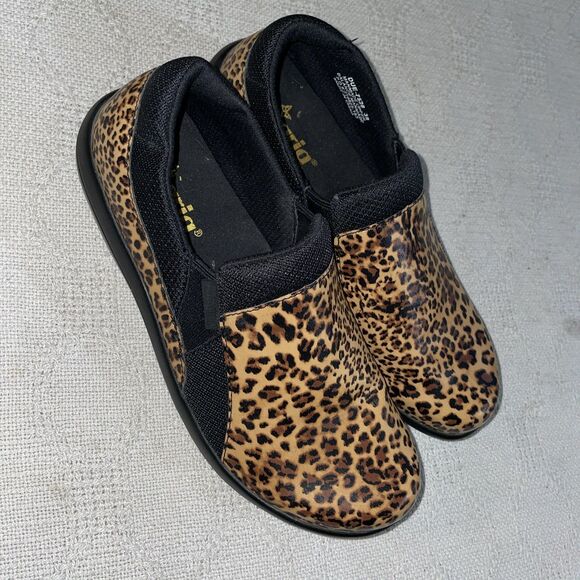 Alegria Women’s Casual Shoes Size 38 U.S. 7 M Tan Leopard Print Going Out Party - Picture 1 of 12